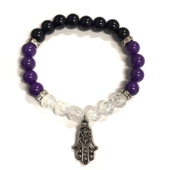 Jewelry - 3 for $25 Purple and black hamsa bracelet